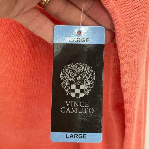 Vince Camuto V-neck Collared Sweater Ocean Coral Size Large NWT - Picture 10 of 10